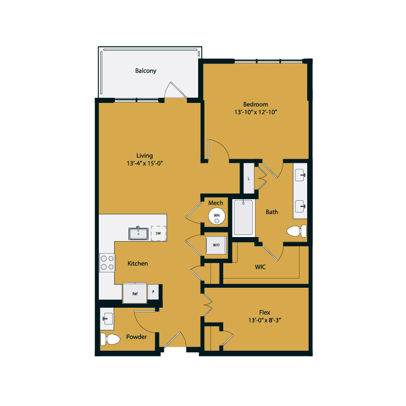 Floor plan layout diagram for A4-3 (Flex)